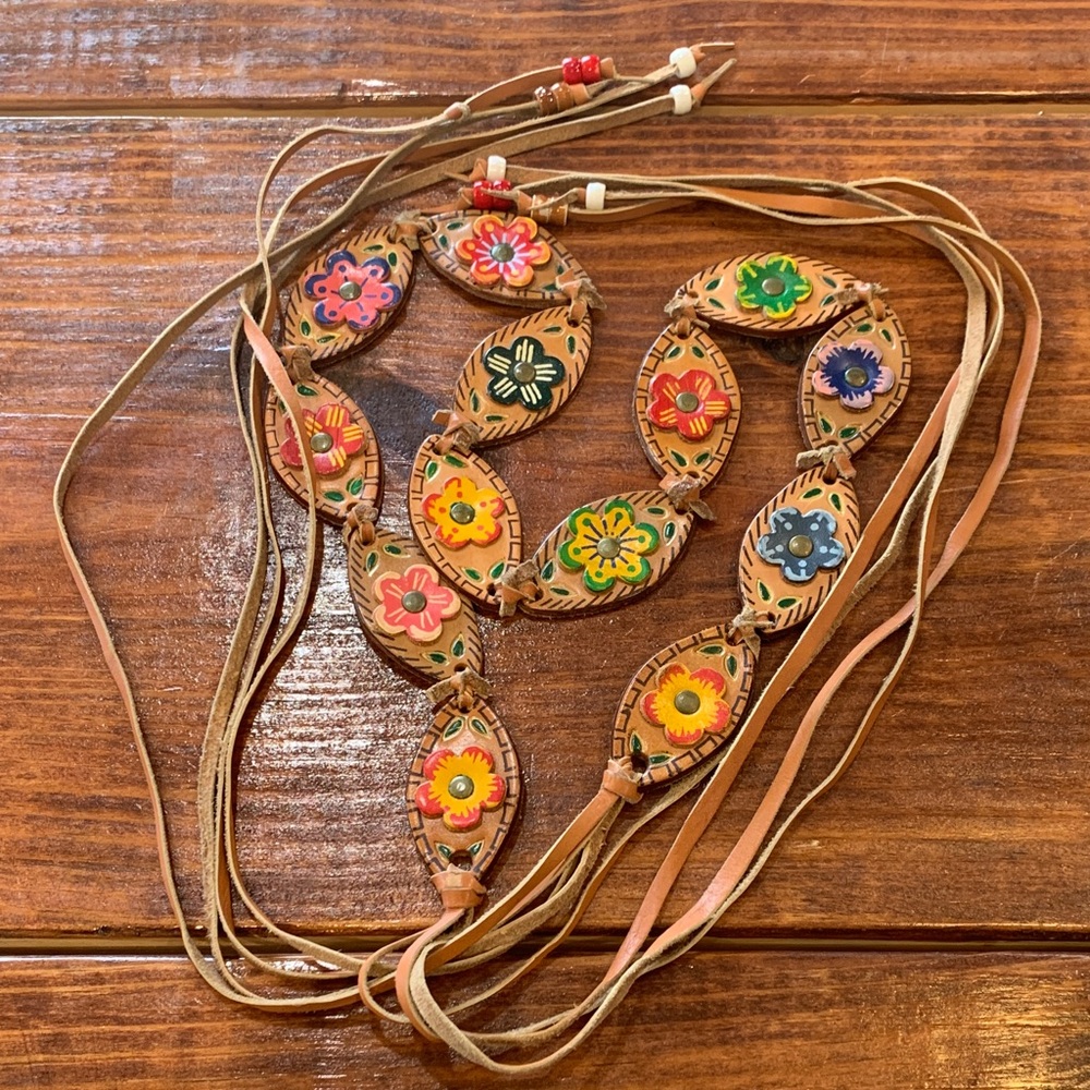 Vintage Bohemian Floral Leather Belt